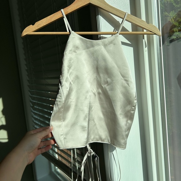 NEW dynamite champagne pink satin halter top open back - Picture 6 of 9